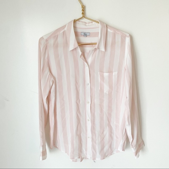 Striped pink button down Rails Kate peony light pink and white striped blouse - Picture 9 of 10